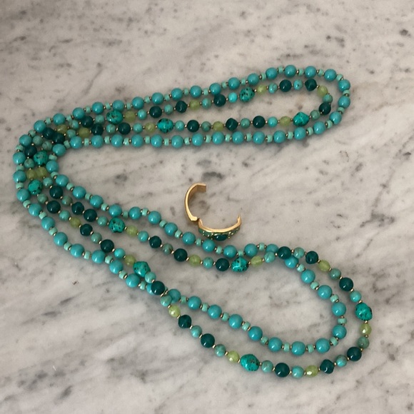 Joan Rivers Vintage Necklace Faux Turquoise Glass Beads 2 String Necklace - Picture 8 of 8